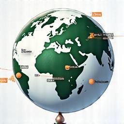 Globe with language symbols for Localization